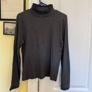 J.Crew Gray Ruffled Turtleneck Long Sleeve